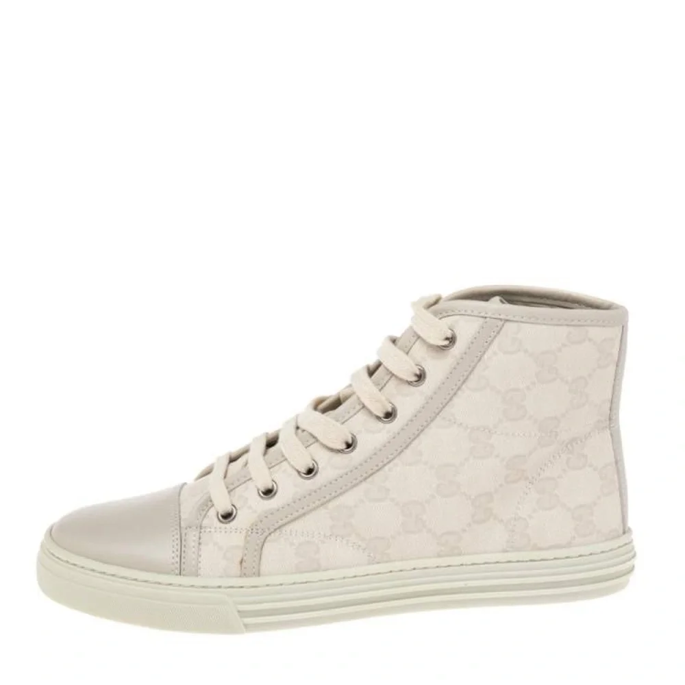 Gucci Beige GG Monogram High-Top Sneakers Size 38 Designer Luxury NWOT